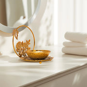 Gold-Tone Floral Pooja Bowl - Pooja Bowl | Spiritual Decor